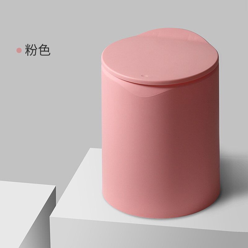 日式簡約按壓彈蓋(圓形)垃圾桶 12L (粉紅色) 雙層帶蓋