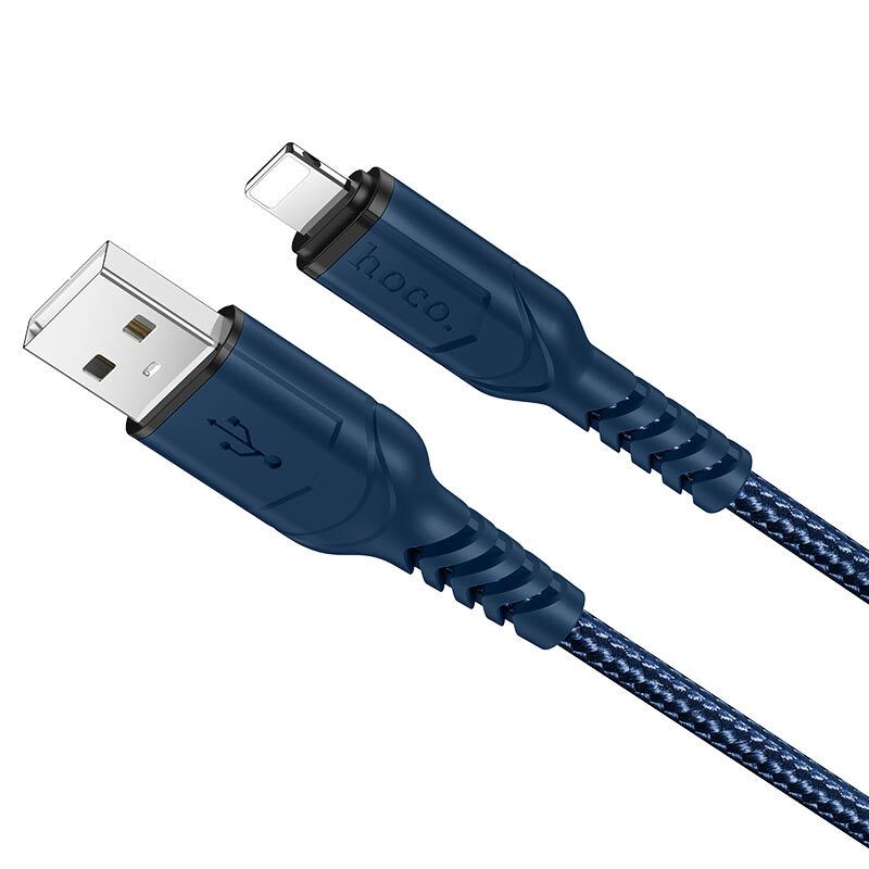 高品質 Lightning 快充線 1米 USB 接口 3A X59 藍色 防彎快速充電及數據傳輸