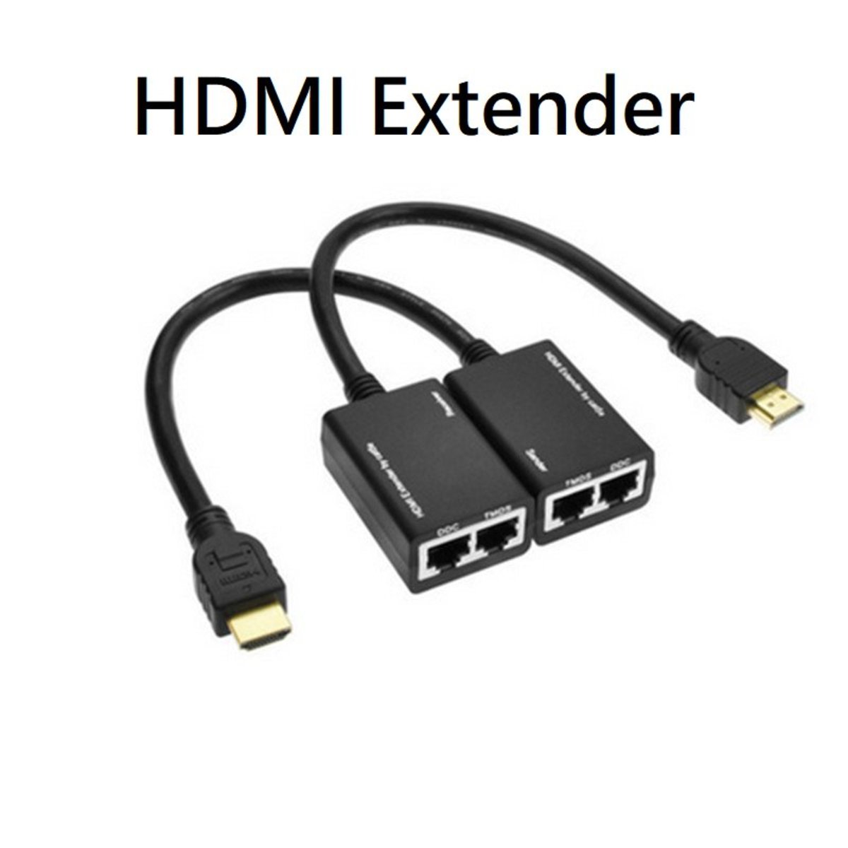 HDMI延長器 HDMI高清信號 通過雙網線 (CAT5e/CAT6) 放大延長30米 支持1080P