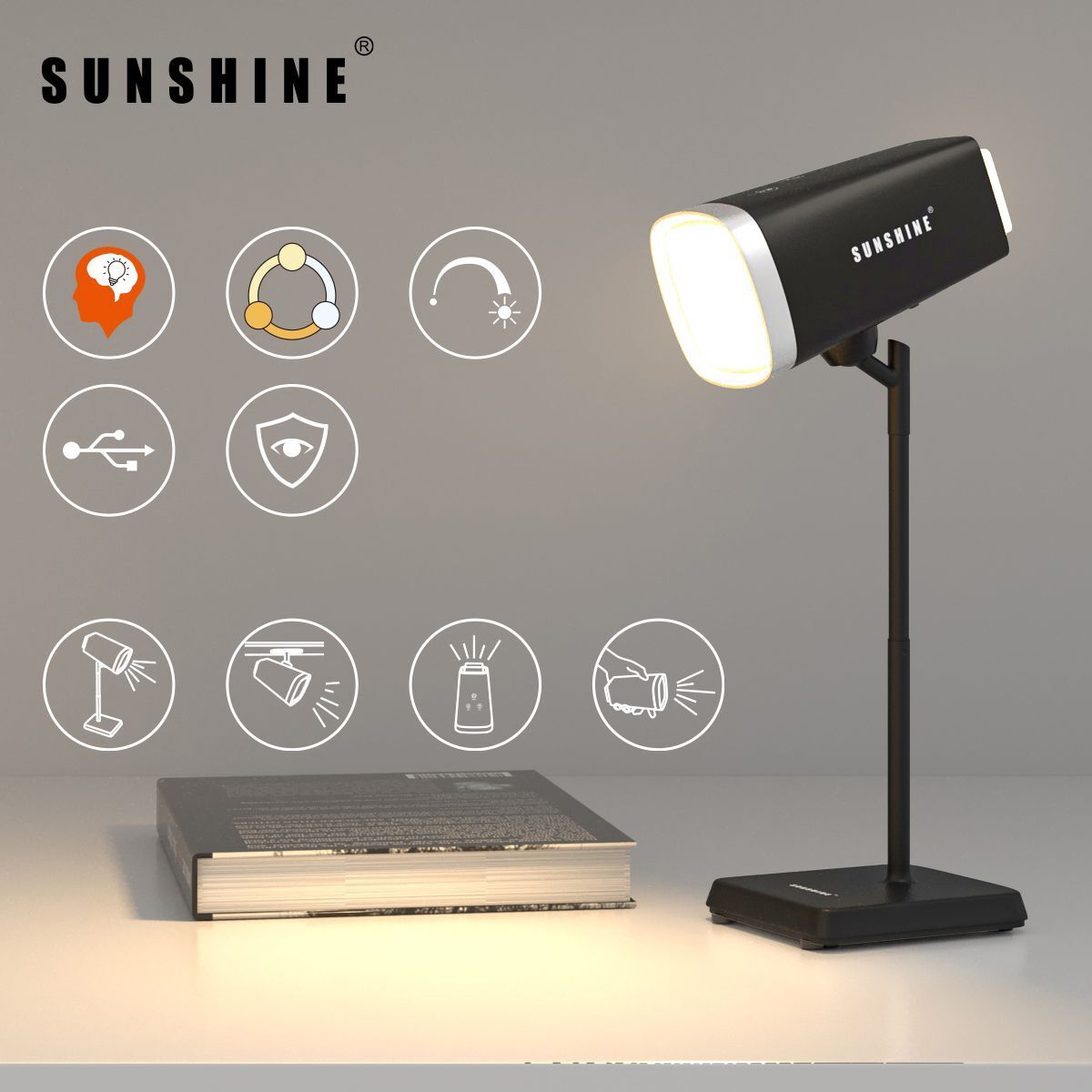 SUNSHINE FTL025BK (448869)LED可充電多功能磁吸式檯燈 6W 黑色