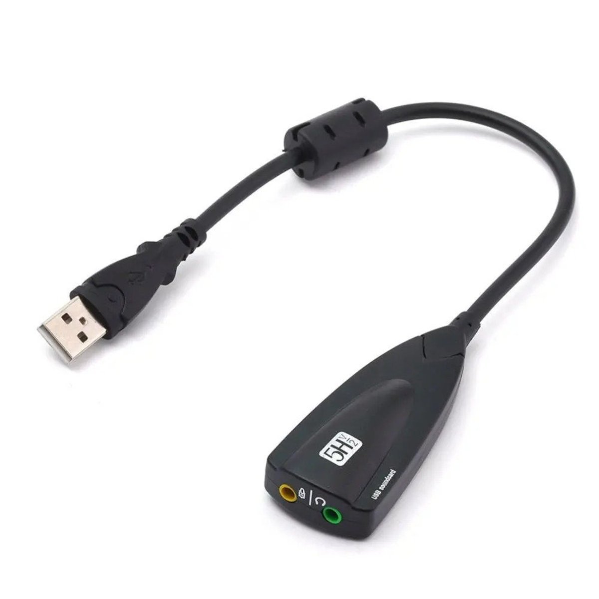 5HV2 7.1 External USB Sound Card USB To 3D Audio Adapter for Headphone Speaker Laptop PC - Black