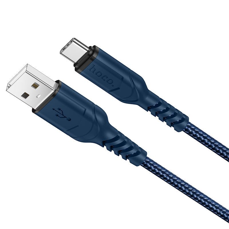 高品質 Type-C 快充線 1米 USB 接口 3A X59 藍色 防彎快速充電及數據傳輸 44944