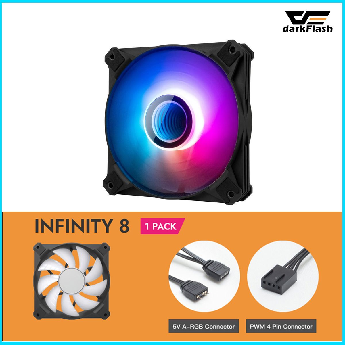Infinity 8 PWM A-RGB Fan 12cm 單件裝 標準5V 4Pin 插頭 [黑色]
