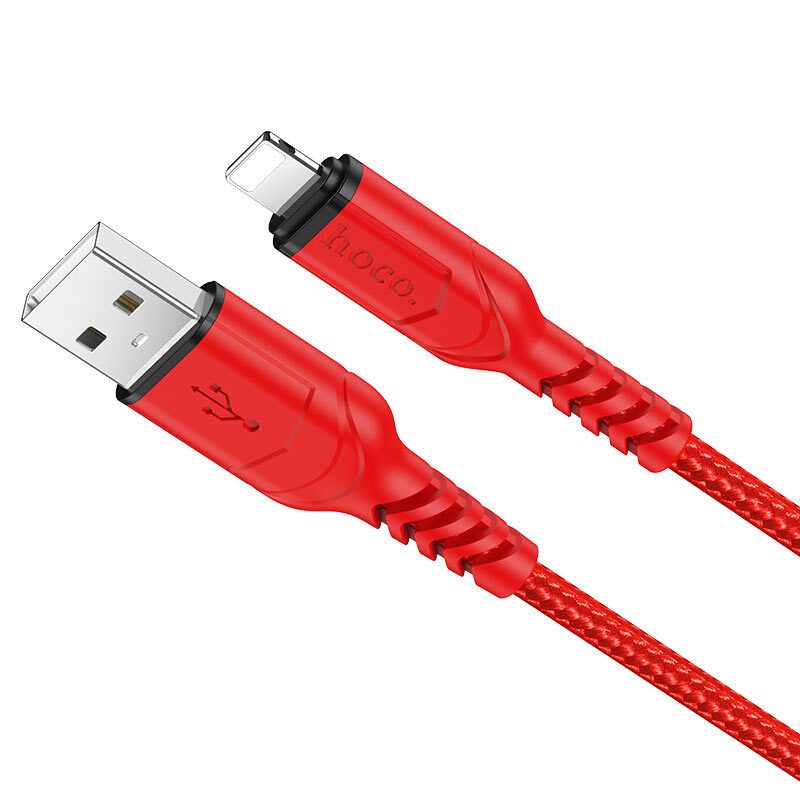 高品質 Lightning 快充線 1米 USB 接口 3A X59 紅色 防彎快速充電及數據傳輸