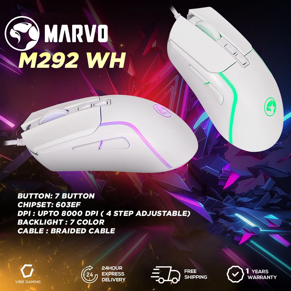 CAPO 20 M292 白色 有線遊戲滑鼠 7D RGB 電競 8000dpi Mouse White