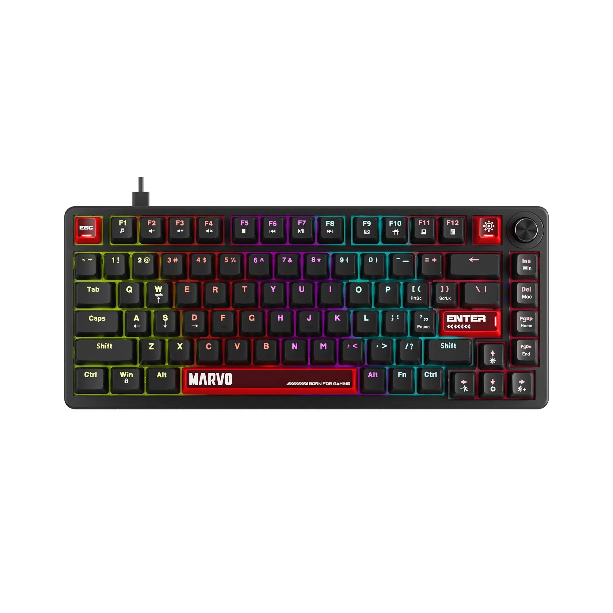 Arma 82 黑色有線機械鍵盤 KG936 , 82鍵佈局 + 滾輪, 支持WIN + MAC