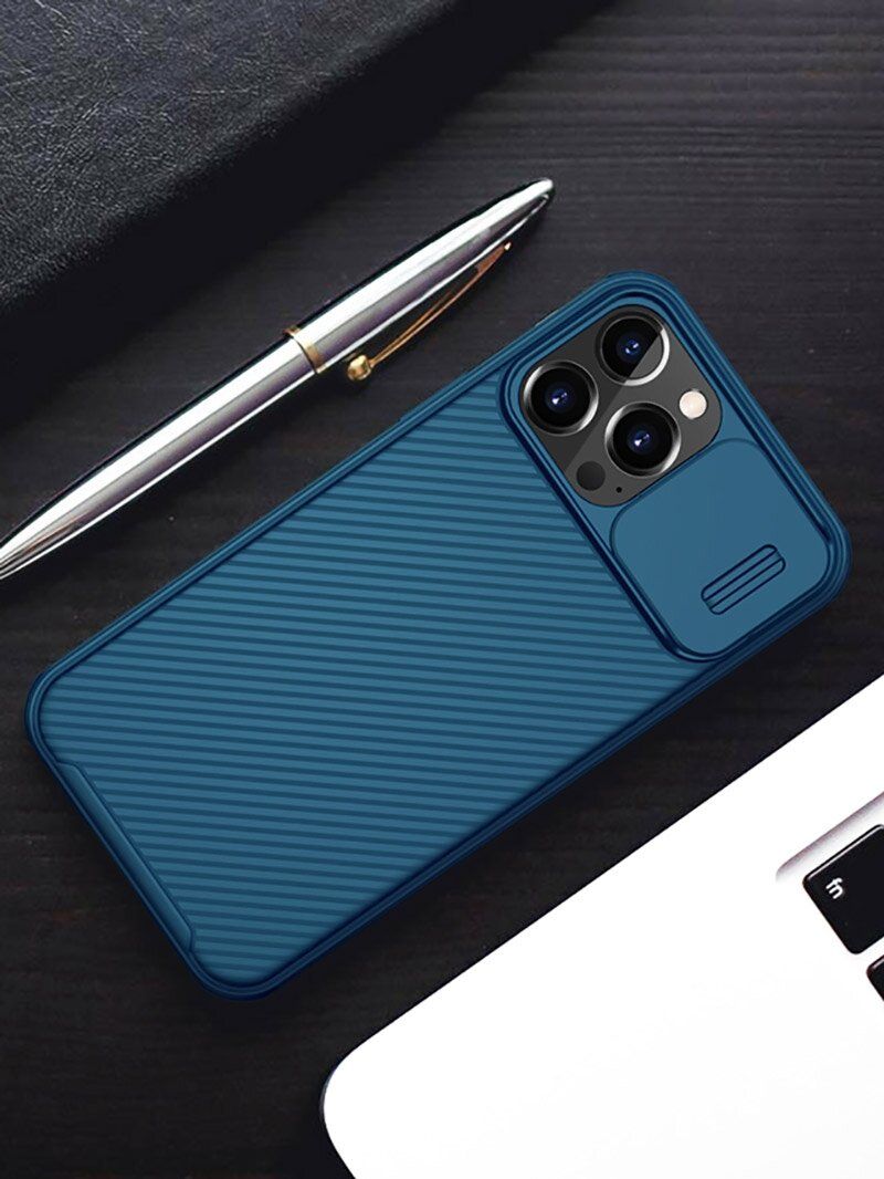 iPhone 13 Pro 6.1" Case (藍色) 加鏡頭滑蓋保護殼 四角氣囊防摔手機保護殼 黑鏡Pro系列