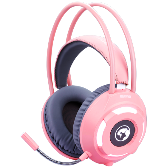 HG8936 Pink Stereo Gaming Headsets with White Light - 3.5mm+USB