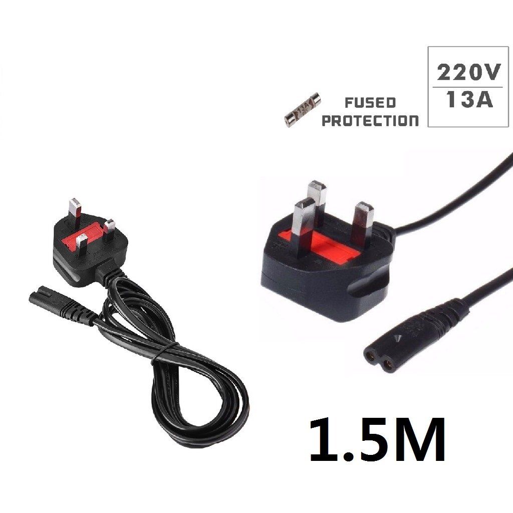 1.5米 英規電源線 兩圓孔八字尾 C7電源線 家居小電器/PS5/PS4/PS3適用 帶13A Fuse保險絲