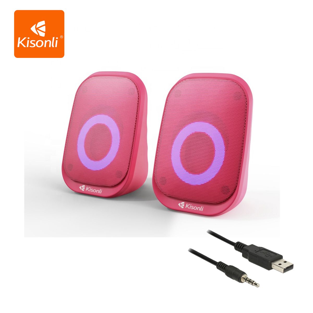 X7 2.0 speaker sub woofer 3.5mm PINK speaker usb powered light up speaker