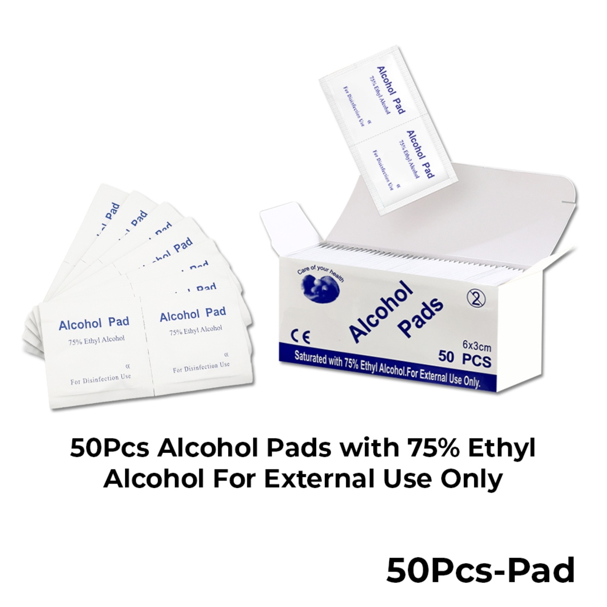 (50片/盒) 75%酒精消毒棉片一次性酒精濕巾(6*3cm)