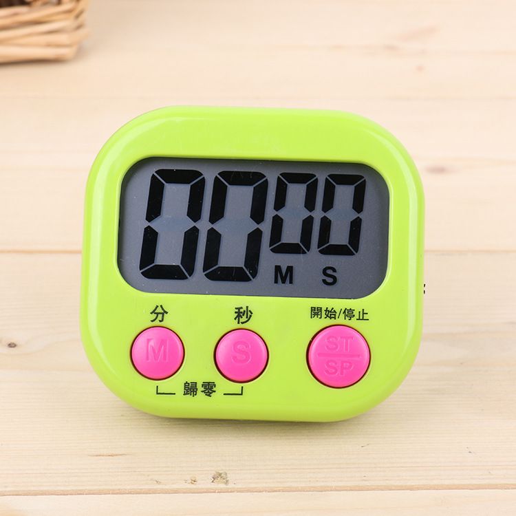 廚房電子計時器 蒸煮焗蛋糕計時鬧鐘 (綠色) 學校口試/活動計時 大屏顯示 記憶功能 正/倒計時 磁吸及支架