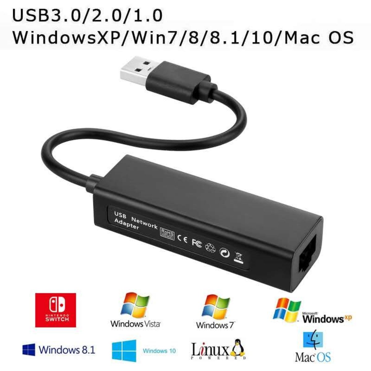 1000Mbps LAN線連接轉插 for Nintendo Switch / PC / Mac / Android  USB 3.0 Giga Speed 網咭
