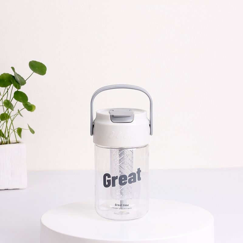 [灰色]多功能隨行吸管杯 600ml 茶水分離 攪拌功能