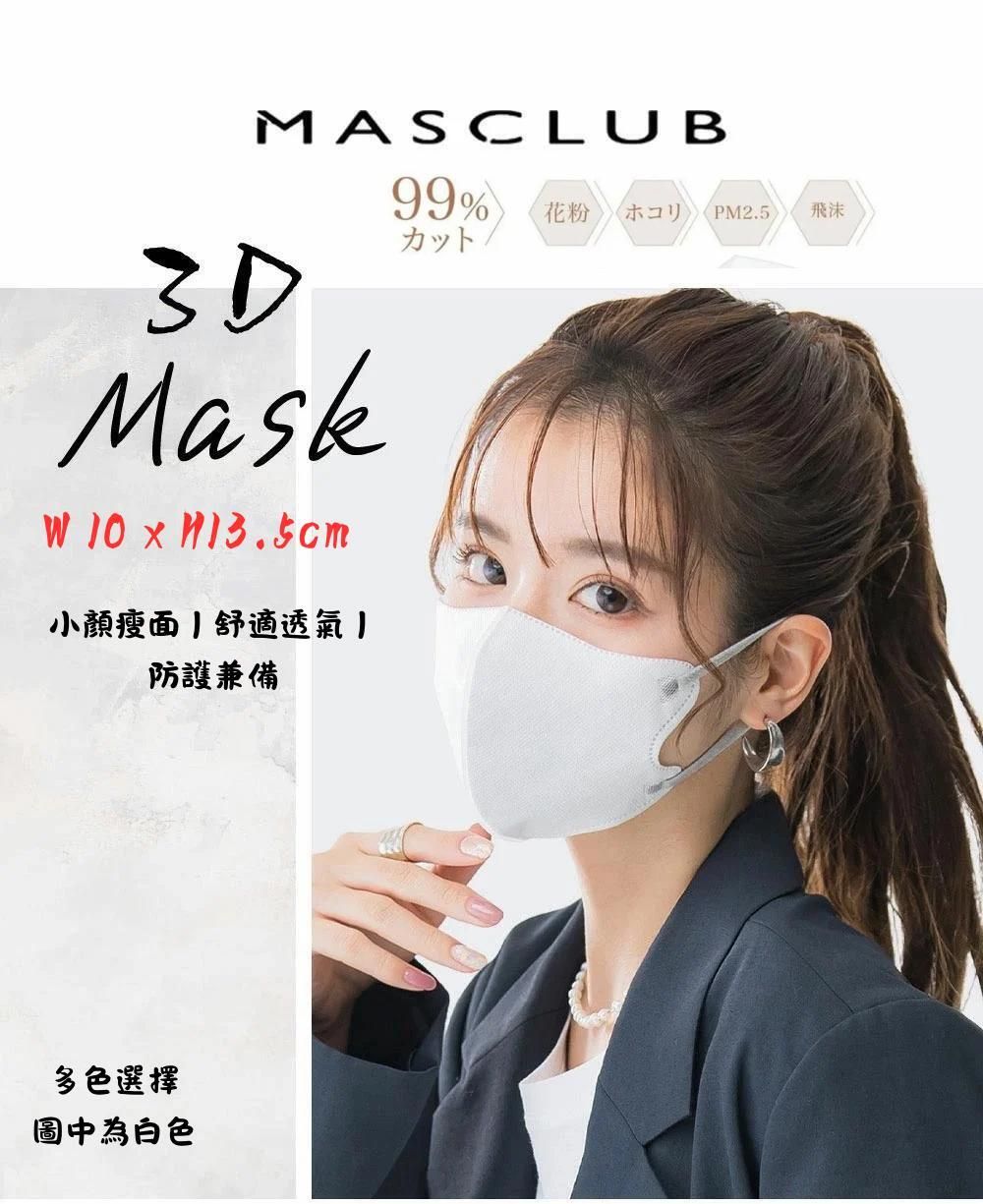 日本高顏值小顏瘦面3D立體口罩-灰色 (3DB10)丨10片裝