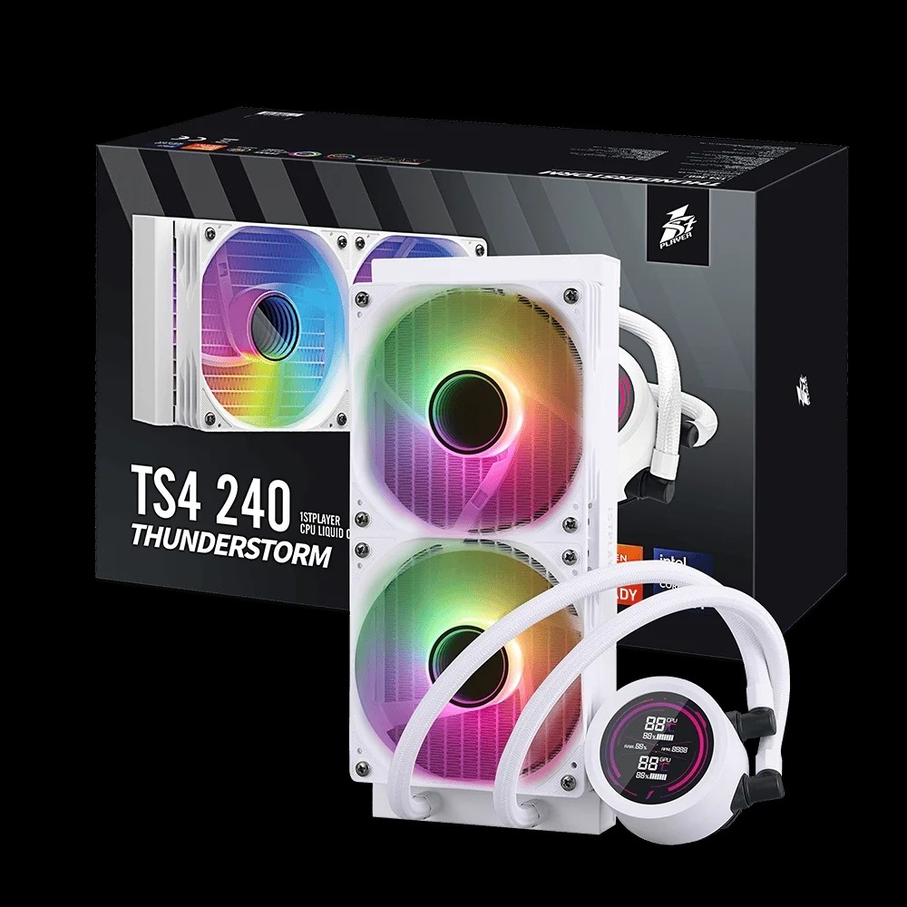 1stPlayer TS-240 白色 一體式水冷 實時溫度顯示 240mm 高效散熱器