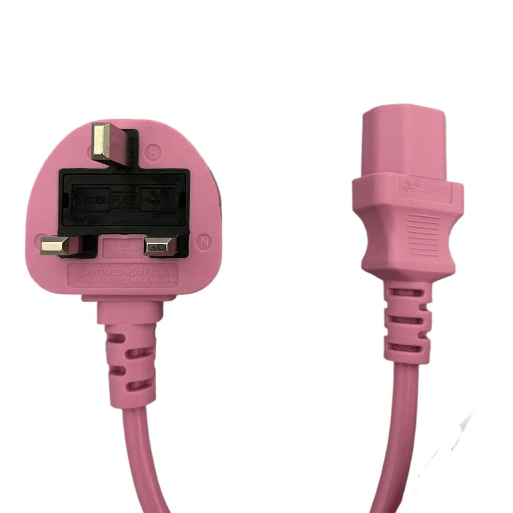 C13 英式電源線 2米 - (粉紅色) - UK Power Cord 2M - 13A 保險絲 彩色電源線- ZR-CC01PP