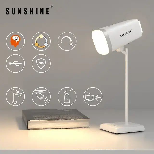 SUNSHINE FTL025WH (448876)LED可充電多功能磁吸式檯燈 6W 白色 3000-6500K+可調光暗 #掛牆燈 #書檯燈 #床頭燈 #露營燈 #小夜燈 #電筒 #枱燈