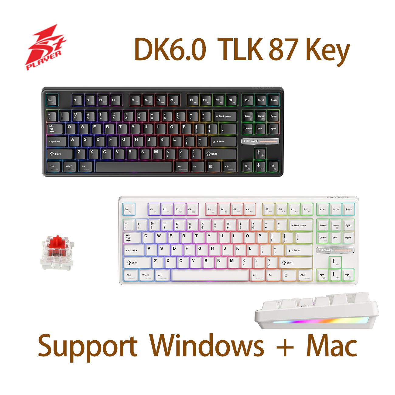 機械紅軸 DK6.0 TKL 87鍵 RGB 電競鍵盤 [黑色]