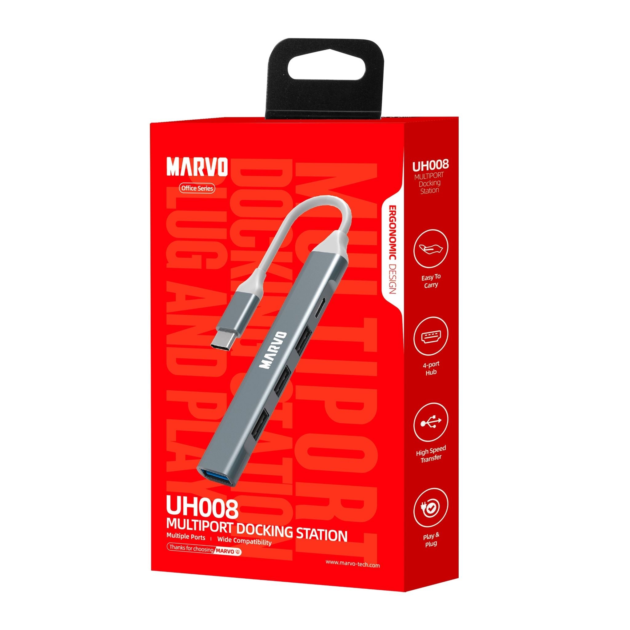 UH008 - USB-C (Type-C) 5 連接埠集線器 - 金屬外觀