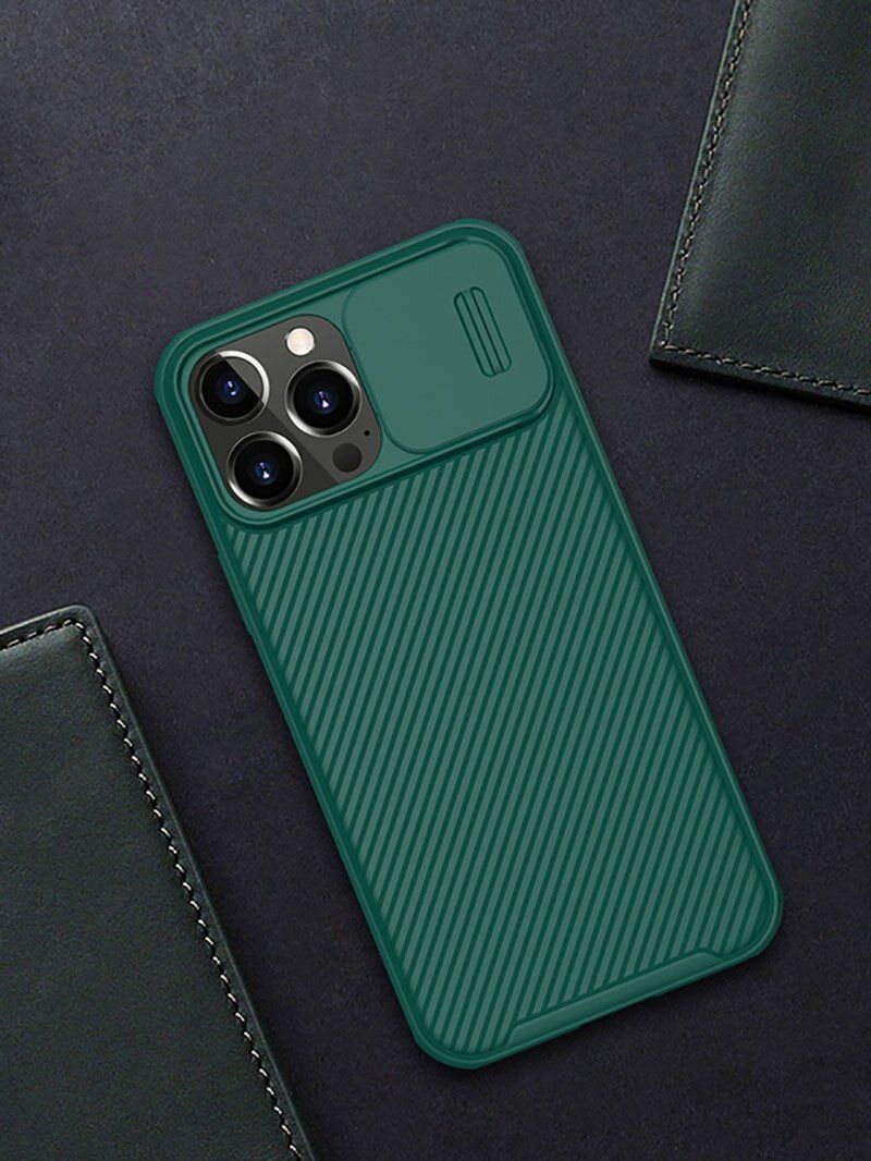 iPhone 13 Pro Max 6.7" Case (綠色) 加鏡頭滑蓋保護殼 四角氣囊防摔手機保護殼 黑鏡Pro系列